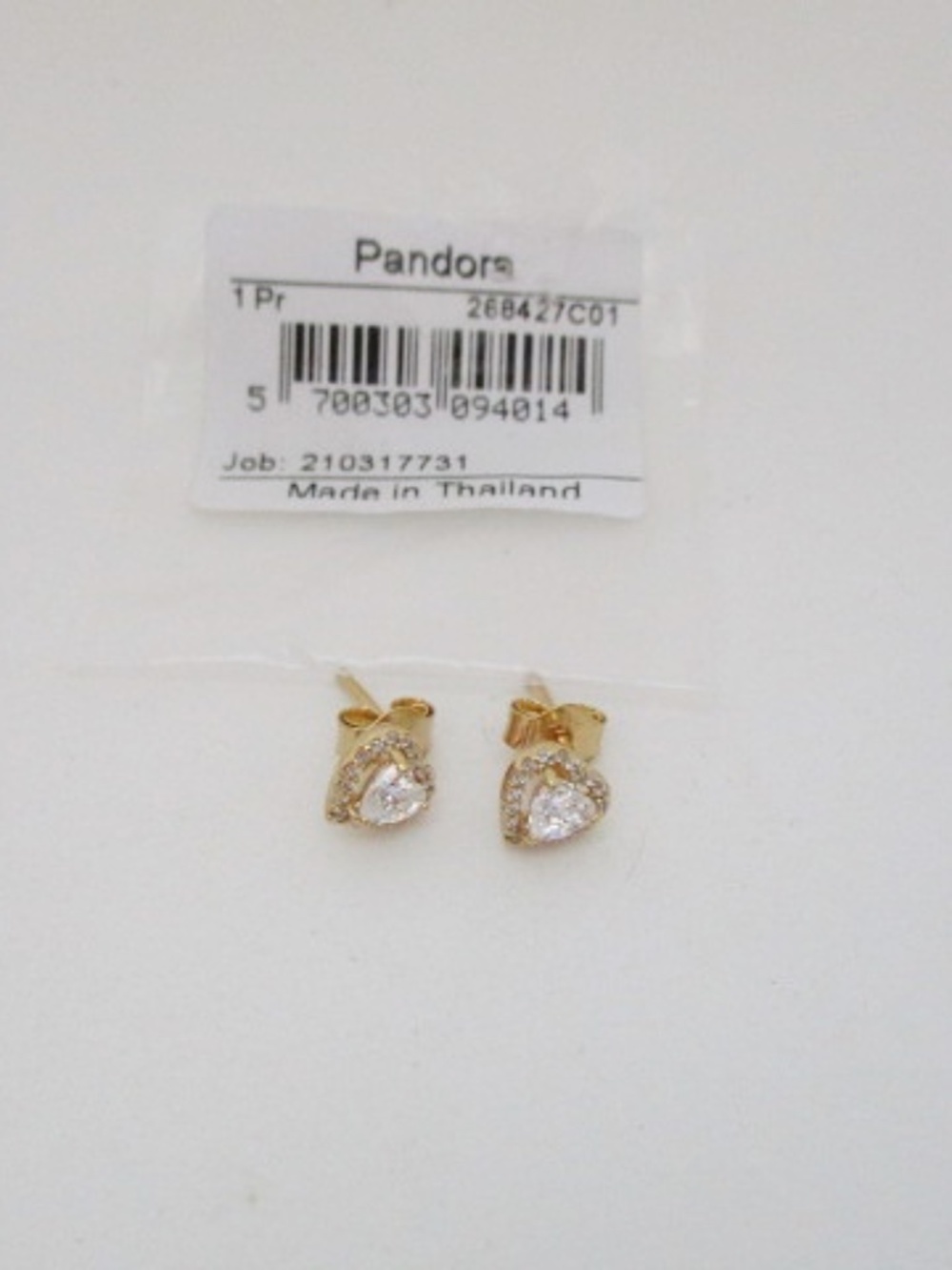PANDORA - Gold Plated Heart Stud Earrings